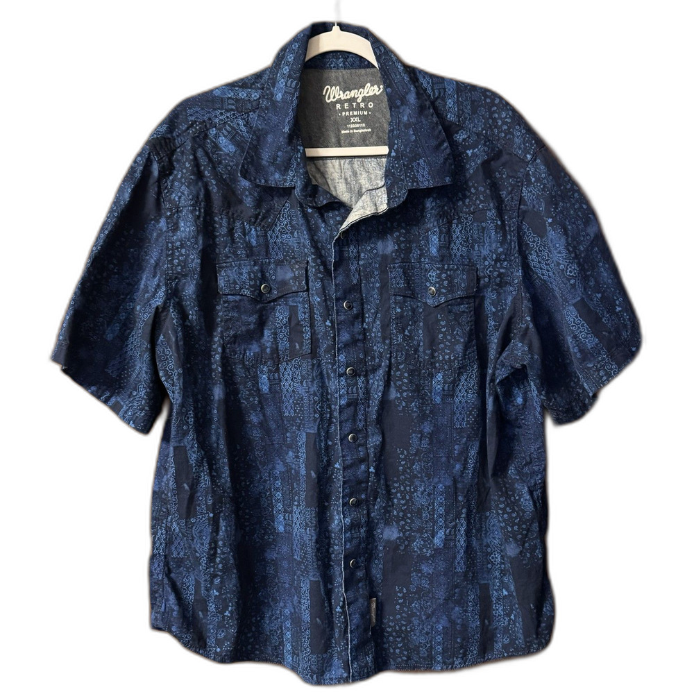 Wrangler Retro Premium Shirt – Men’s XXL – 100% Cotton Western Snap Button